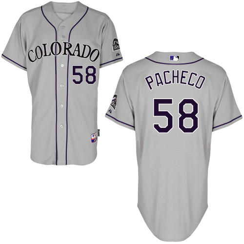 Jordan Pacheco #58 MLB Jersey-Colorado Rockies Men's Authentic Road Gray Cool Base Baseball Jersey